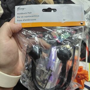 Black Curtain Holdback Pair - Classic Wall-Mount Tiebacks